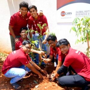 Corporate Social Responsibility (CSR) by top business schools in india GIBS Business School planting trees